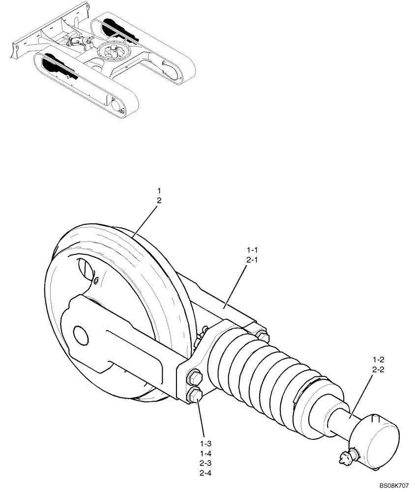 Схема запчастей Case CX27B BTW - (02-003) - IDLER ASSY, CRAWLER (PV52D00005F1) (48) - TRACKS & TRACK SUSPENSION