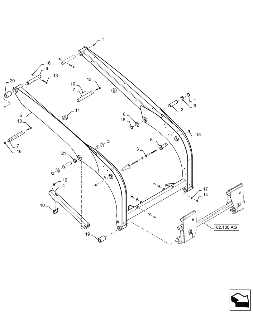 Схема запчастей Case SR160 - (82.100.AF) - LOADER ARM (82) - FRONT LOADER & BUCKET