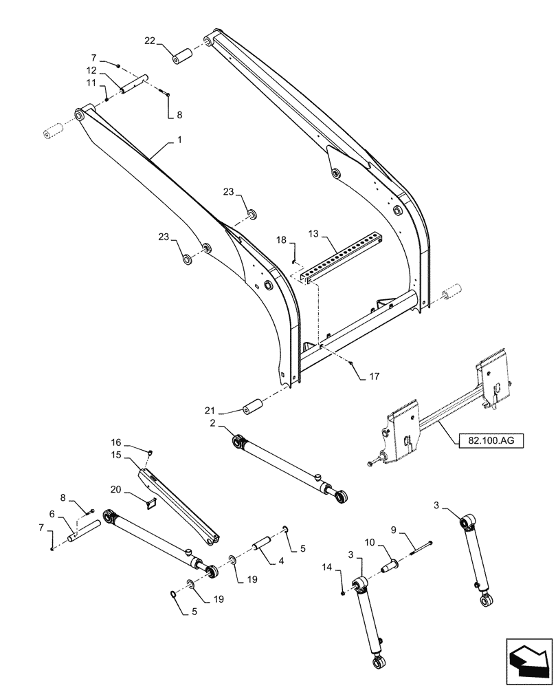 Схема запчастей Case SR130 - (82.100.AF) - BOOM (82) - FRONT LOADER & BUCKET