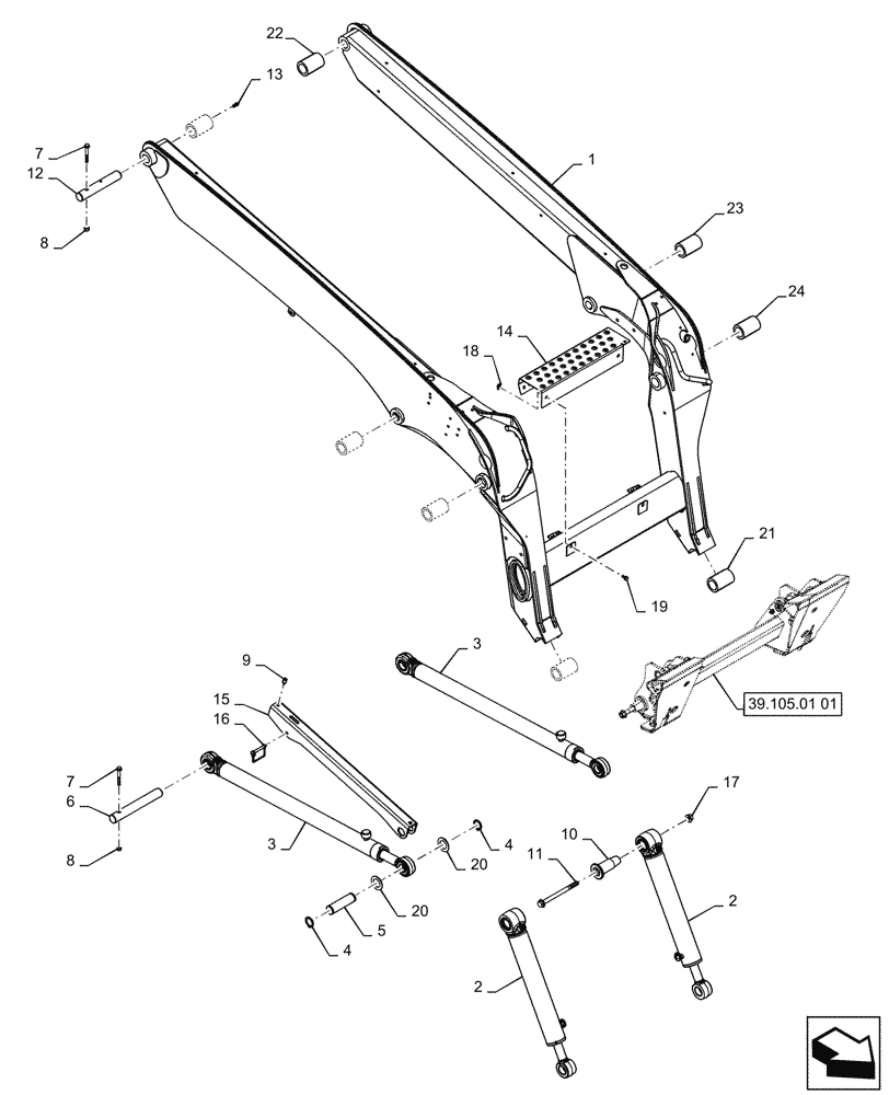 Схема запчастей Case SR220 - (82.100.AF) - KIT, LOADER ARM (82) - FRONT LOADER & BUCKET