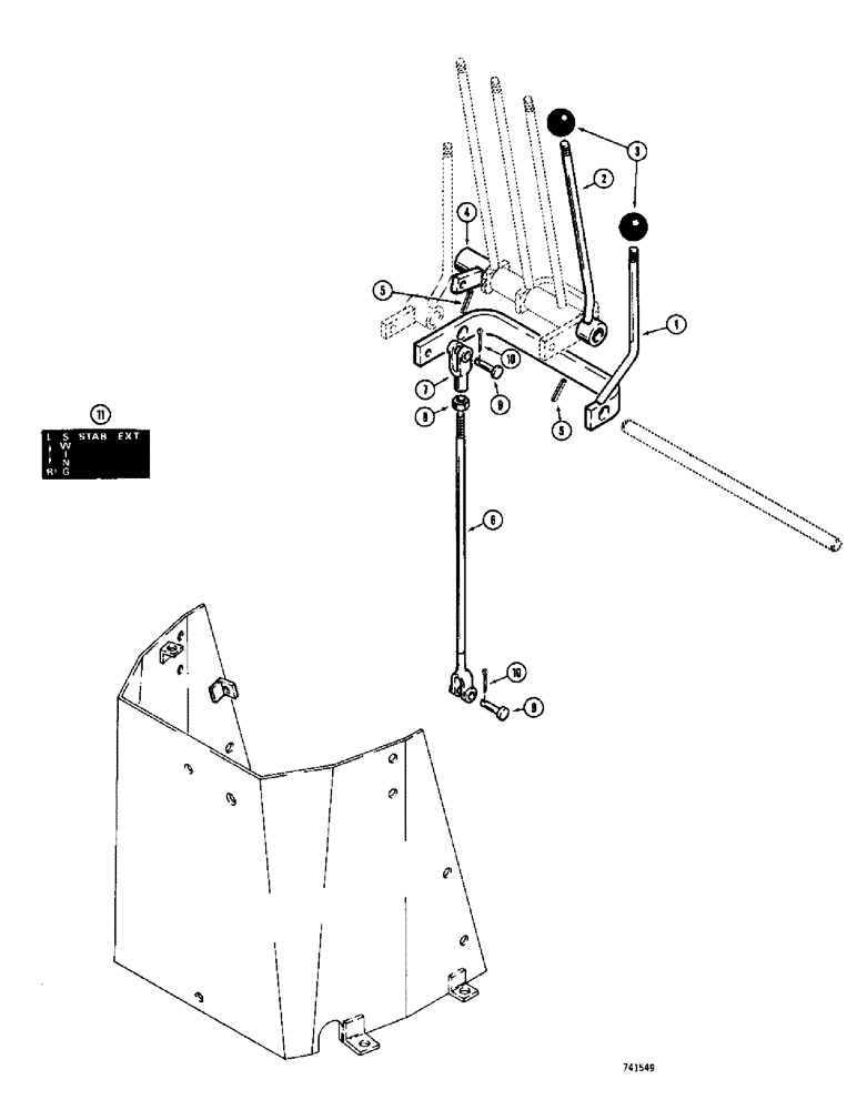 Схема запчастей Case 780 - (494) - BACKHOE HAND SWING CONTROLS (09) - CHASSIS/ATTACHMENTS