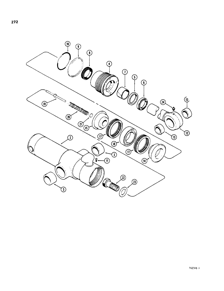 Схема запчастей Case 35 - (272) - G32096 BACKHOE SWING CYLINDER, WITH FEMALE TRUNNION BUSHINGS & TWO PIECE PISTON 