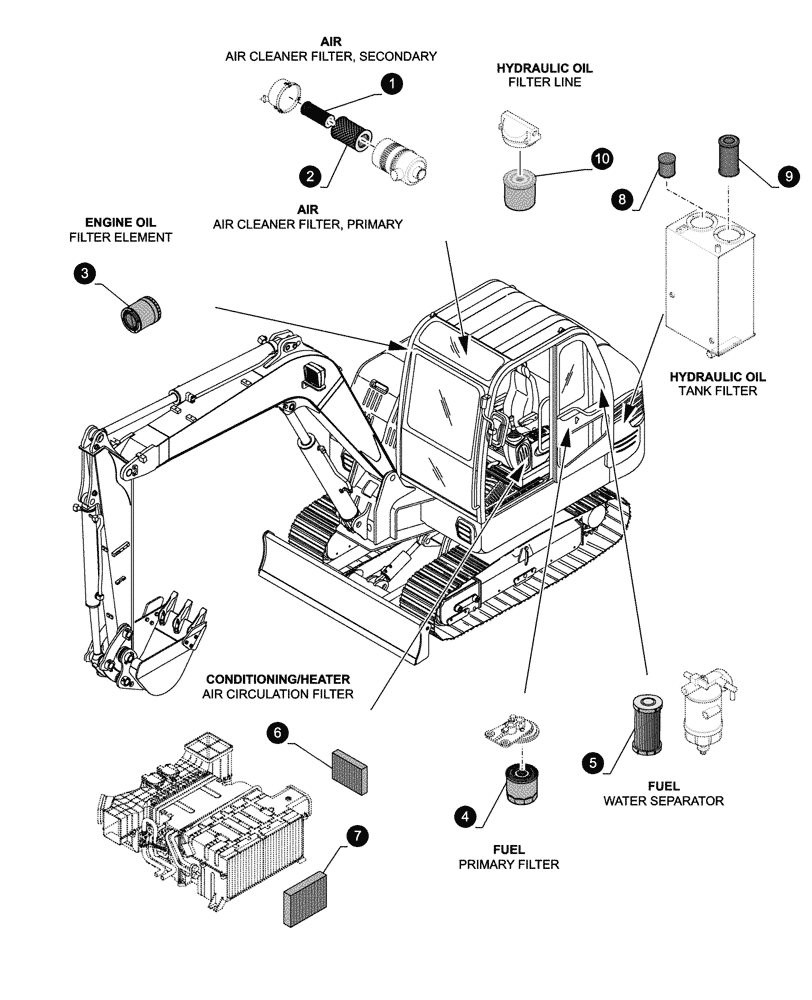 Схема запчастей Case CX60C - (05.100.04[01]) - MAINTENANCE PARTS - FILTERS (05) - SERVICE & MAINTENANCE