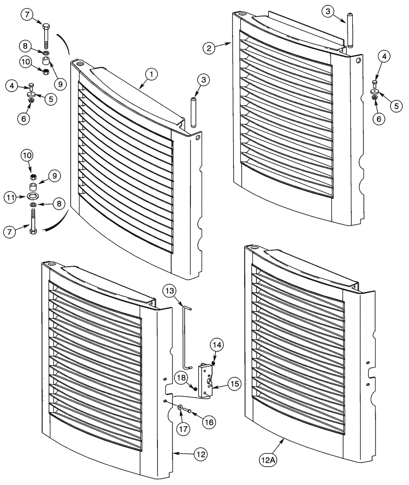 Схема запчастей Case 95XT - (09-27) - DOOR, REAR - WITHOUT SOUNDPROOFING (NORTH AMERICA), DOOR WITH WELDED SHROUD (09) - CHASSIS/ATTACHMENTS