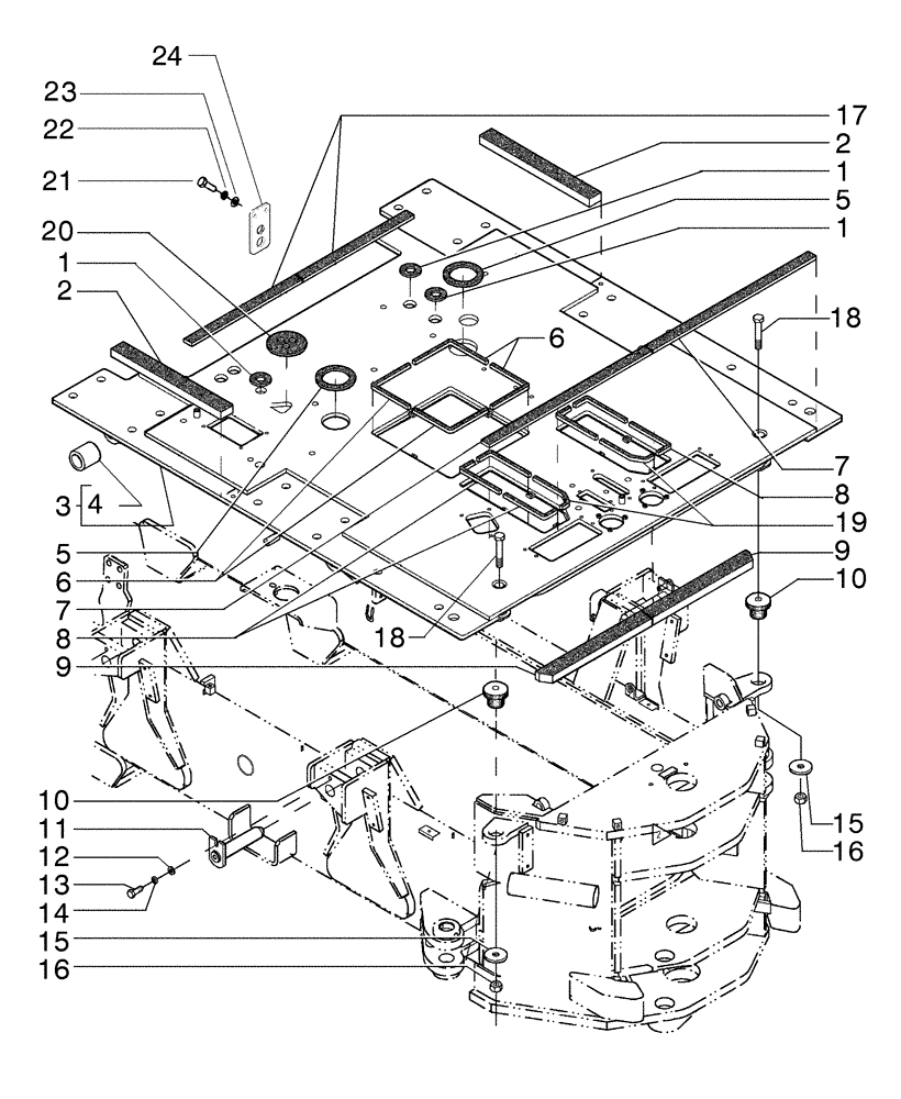 Схема запчастей Case 845B - (09-06[01]) - FLOOR AND INSULATING (09) - CHASSIS/ATTACHMENTS