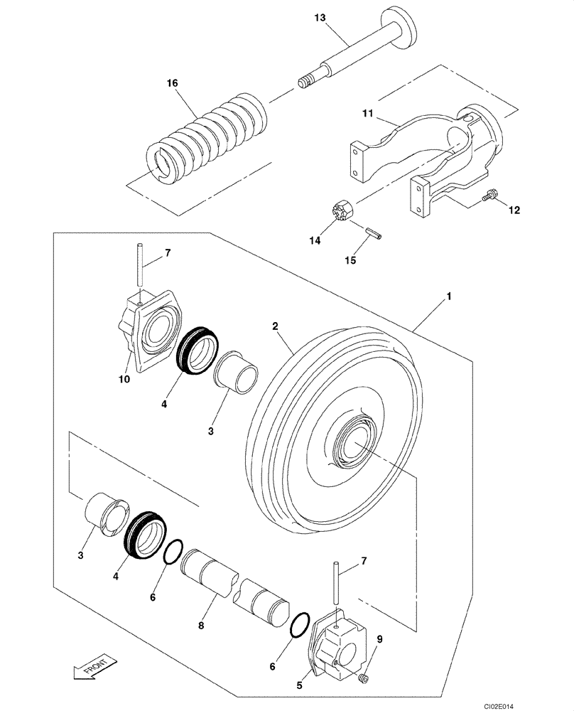 Схема запчастей Case CX135SR - (05-05) - TRACK - IDLER (11) - TRACKS/STEERING