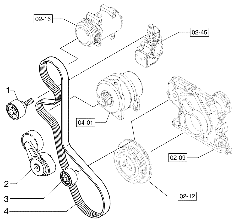 Схема запчастей Case 885B AWD - (02-33[01]) - WATER PUMP - CONTROL (02) - ENGINE