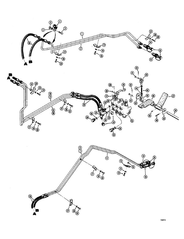 Схема запчастей Case 1530 - (074) - AUXILIARY LIFT ARM HYDRAULICS (08) - HYDRAULICS