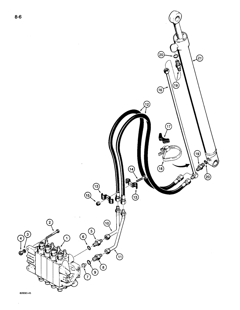 Схема запчастей Case 26D - (8-06) - BOOM CYLINDER HYDRAULIC CIRCUIT, 12 FOOT AND 14 FOOT BACKHOE MODELS 