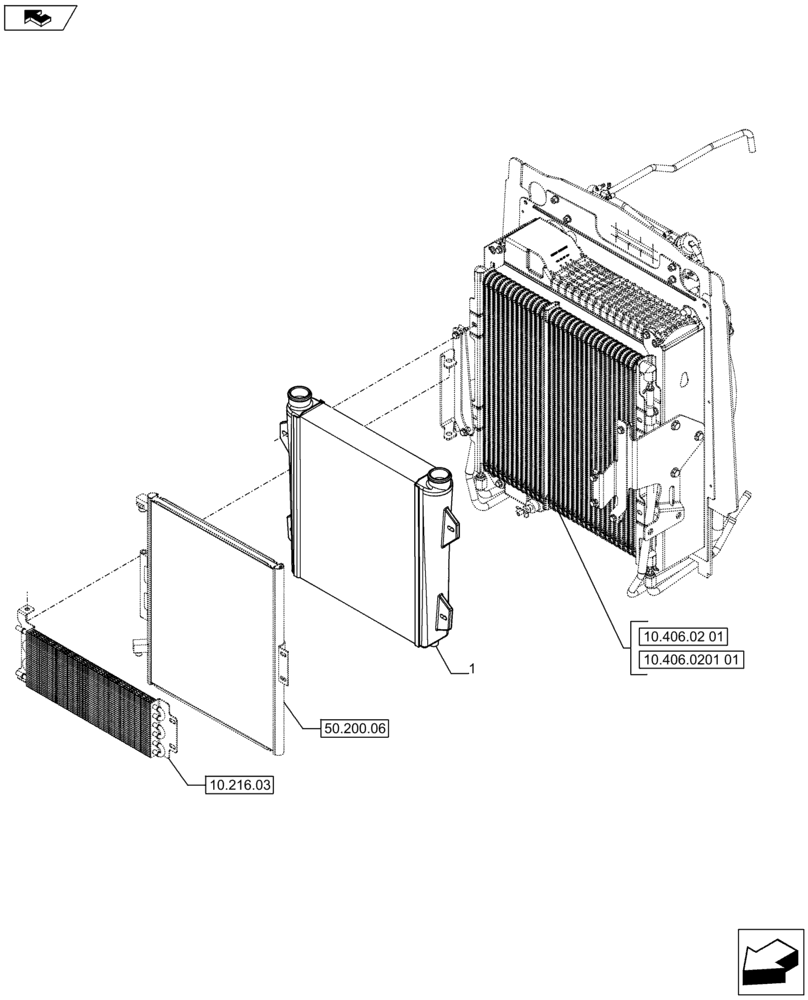 Схема запчастей Case 580SN WT - (10.406.01) - VAR - 747853, 747855 - AIR INTAKE, HEAT EXCHANGER (10) - ENGINE