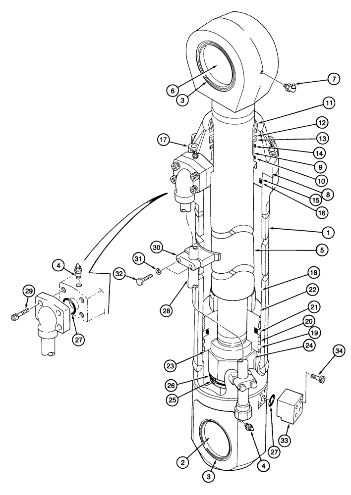 Схема запчастей Case 9040 - (8-92) - ARM CYLINDER ASSEMBLY, STANDARD MODELS (08) - HYDRAULICS