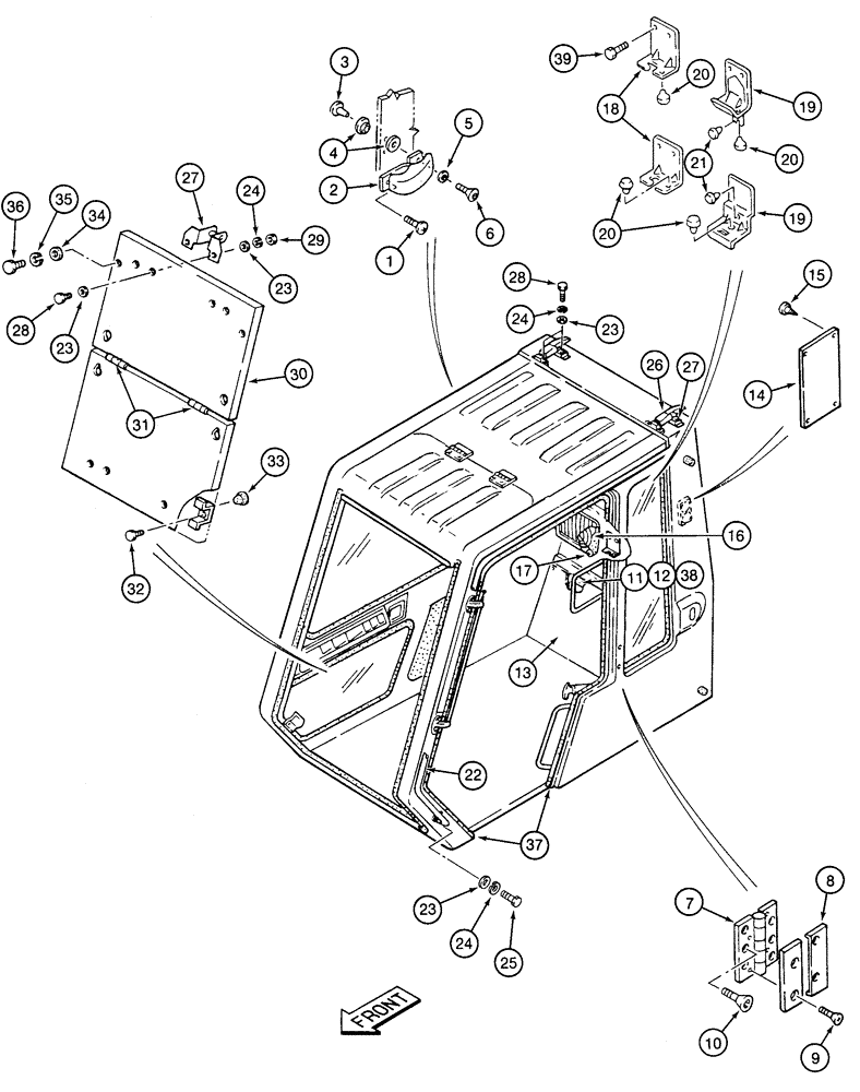 Схема запчастей Case 9060 - (9-42) - CAB VANDAL GUARDS (09) - CHASSIS/ATTACHMENTS