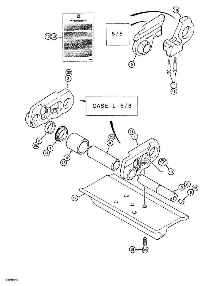 Схема запчастей Case 850G - (5-11I) - EXTENDED LIFE TRACK CHAIN (WITH 5/8 INCH HARDWARE) (04) - UNDERCARRIAGE