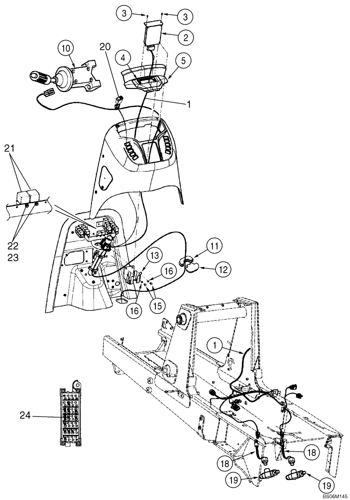 Схема запчастей Case 580SM - (04-09A) - ELECTRICAL - TRANSMISSION, POWERSHIFT (WITH COMFORT STEER) (04) - ELECTRICAL SYSTEMS