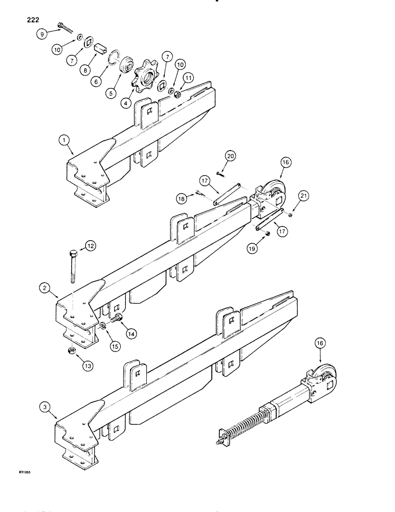 Схема запчастей Case SD100 - (222) - SPROCKET BOOMS (89) - TOOLS