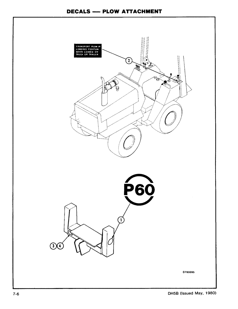 Схема запчастей Case DH5 - (7-06) - DECALS - PLOW ATTACHMENT (90) - PLATFORM, CAB, BODYWORK AND DECALS