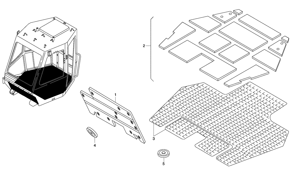 Схема запчастей Case 330 - (51A00011043[02]) - ROPS CAB - SOUND ABSORBING PANEL (10) - Cab/Cowlings