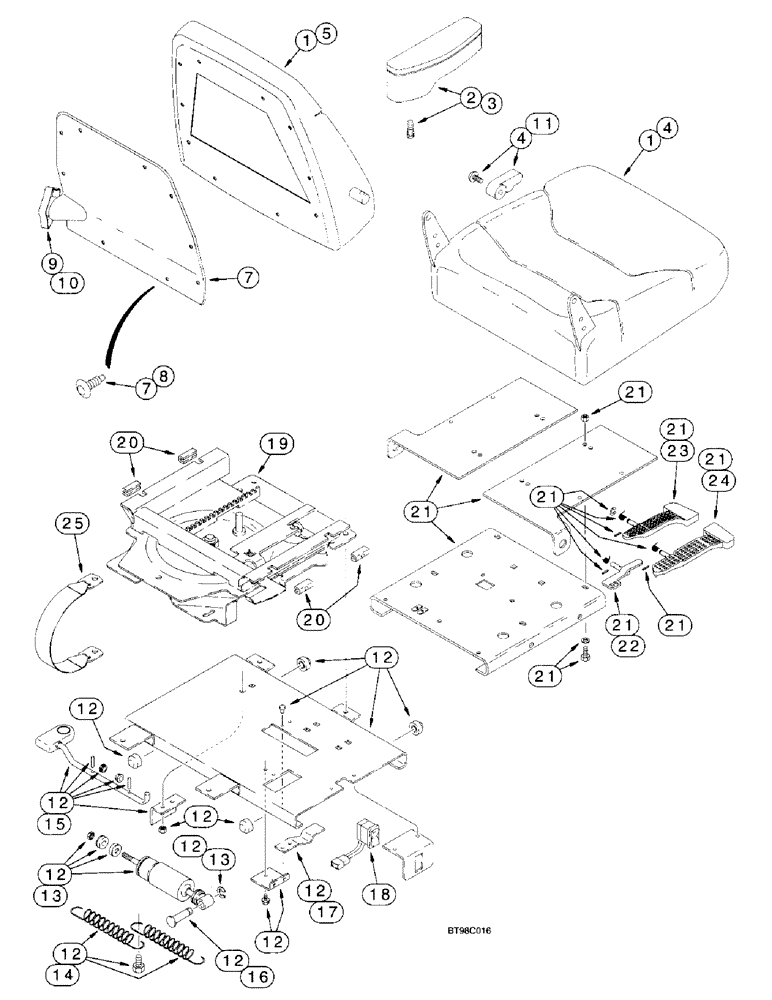 Схема запчастей Case 580L - (9-081) - DELUXE AIR SUSPENSION SEAT, SEAT, SLIDE AND SWIVEL ASSEMBLY, 580L MODELS (09) - CHASSIS/ATTACHMENTS