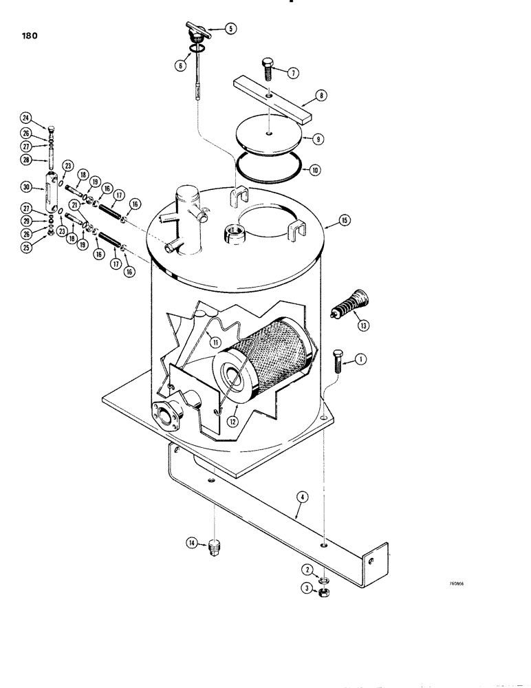 Схема запчастей Case W20 - (180) - HYDRAULIC TANK AND RELATED PARTS (08) - HYDRAULICS