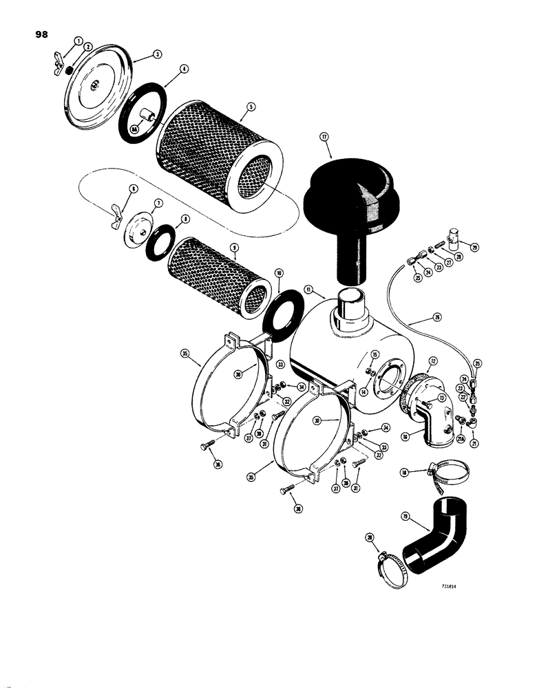 Схема запчастей Case W26B - (098) - AIR CLEANER AND RELATED PARTS (02) - ENGINE