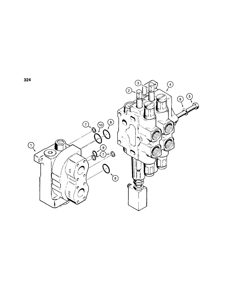 Схема запчастей Case 1150D - (324) - R45490 TWO SPOOL VALVE, LOADER MODELS (08) - HYDRAULICS