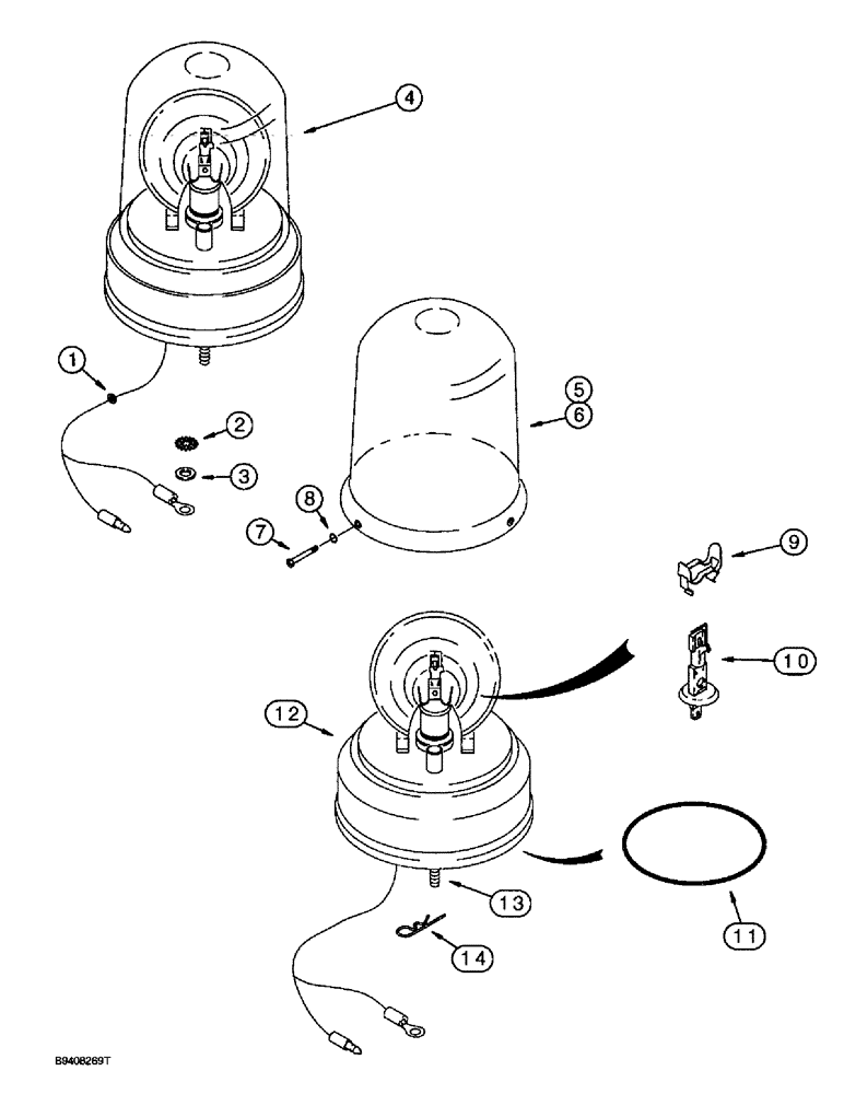 Схема запчастей Case 580SL - (4-42) - ROTATING BEACON, USED ON CAB OR CANOPY MODELS (04) - ELECTRICAL SYSTEMS