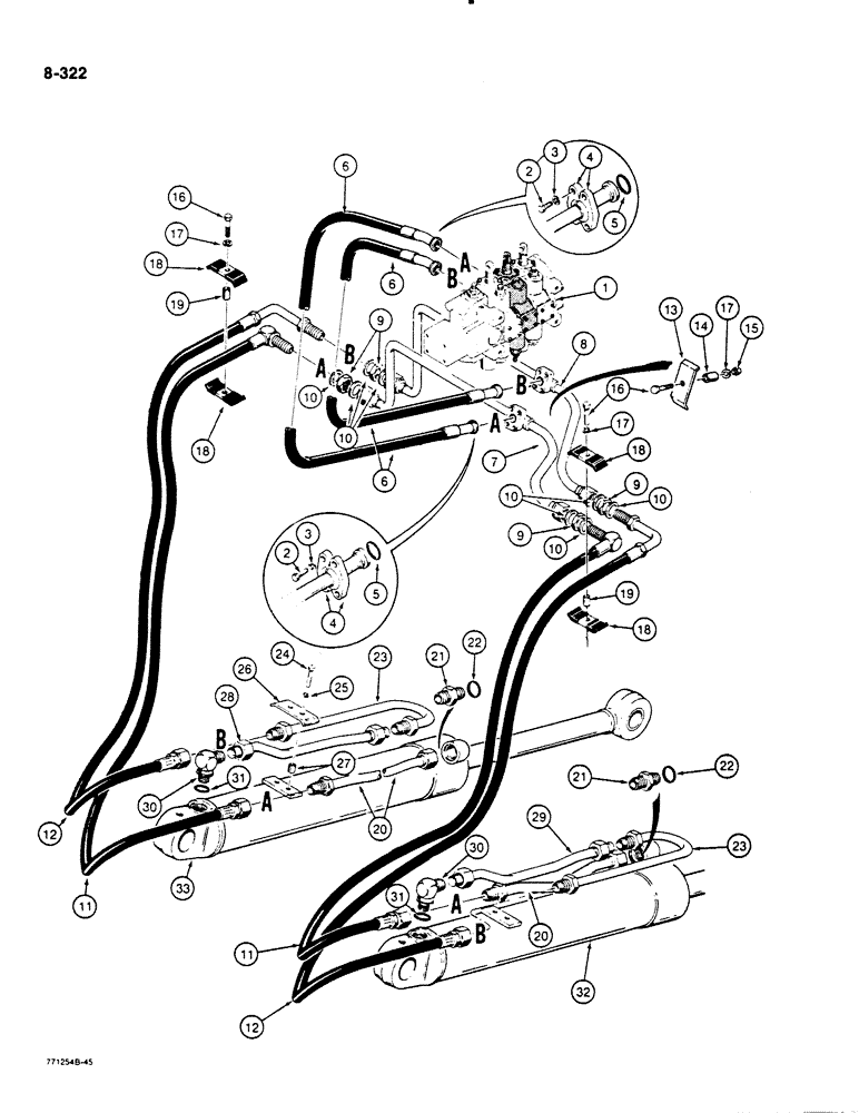 Схема запчастей Case 1455B - (8-322) - LOADER LIFT HYDRAULIC CIRCUIT (08) - HYDRAULICS