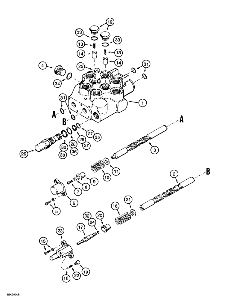 Схема запчастей Case 1838 - (8-10) - LOADER CONTROL VALVE (08) - HYDRAULICS