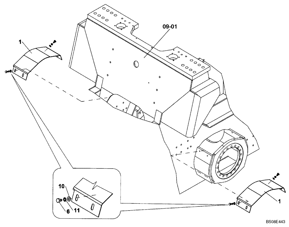 Схема запчастей Case SV208 - (09-18[01]) - COVER, REAR DRIVE MOTOR (GROUP 467) (ND131877) (09) - CHASSIS/ATTACHMENTS