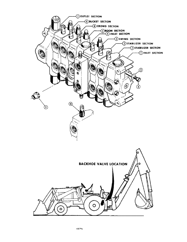 Схема запчастей Case 680CK - (364) - L42904 AND L51049 BACKHOE CONTROL VALVES, (BEFORE TRACTOR (35) - HYDRAULIC SYSTEMS