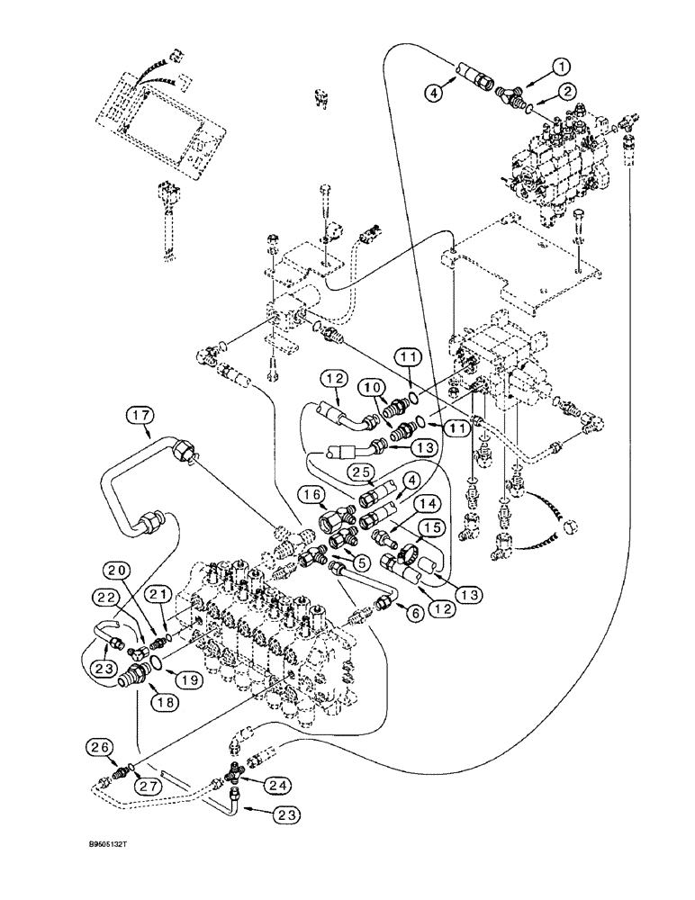 Схема запчастей Case 580SL - (8-052) - BASIC AUXILIARY HYDRAULICS, MODELS WITH EXTENDABLE DIPPER, ALTERNATE CONFIGURATION (08) - HYDRAULICS