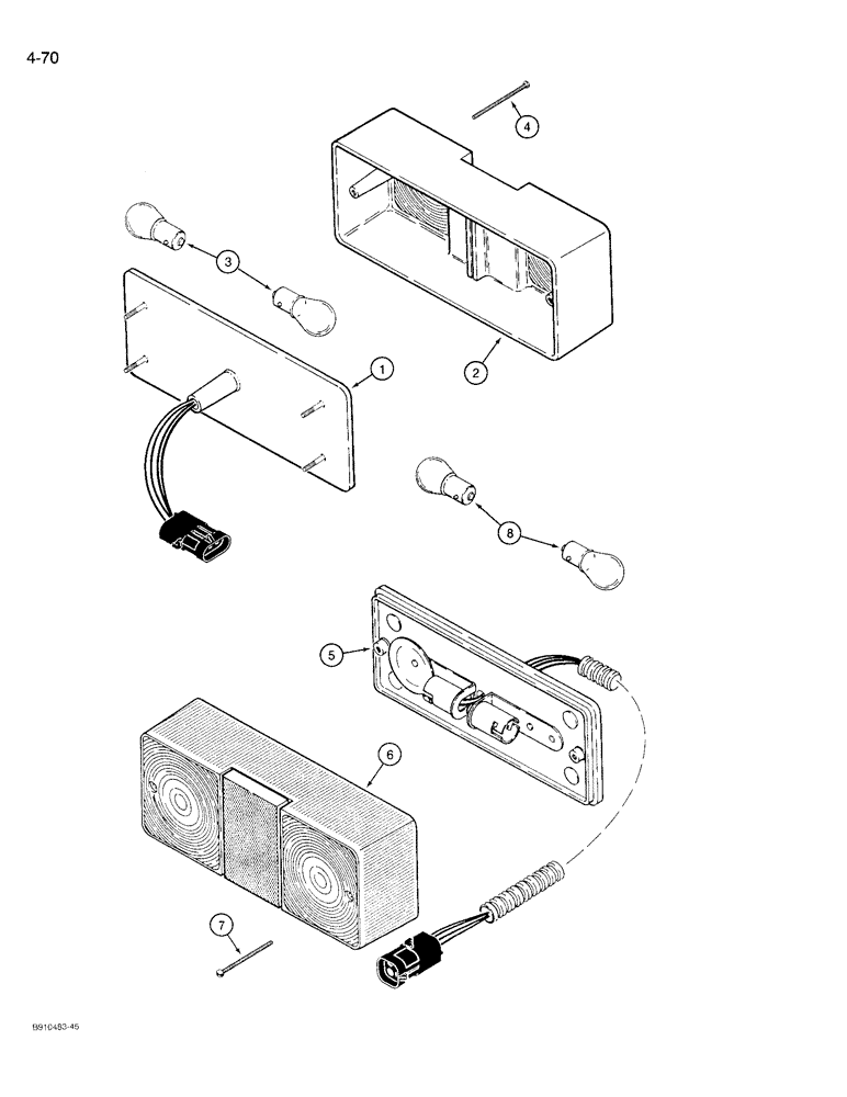 Схема запчастей Case 721 - (4-70) - TURN SIGNAL, FLASHER, STOP AND TAIL LAMPS, TURN SIGNAL & FLASHER LAMPS (04) - ELECTRICAL SYSTEMS