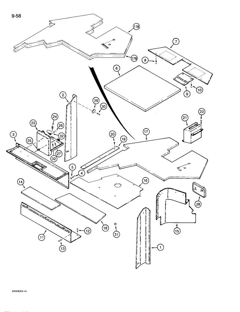 Схема запчастей Case 721 - (9-058) - CAB INTERIOR, *PRIOR TO P.I.N. JAK0022758 (09) - CHASSIS/ATTACHMENTS