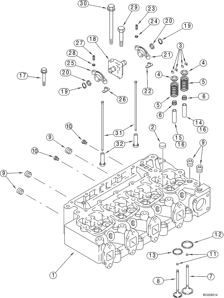 Схема запчастей Case CX130 - (02-16) - CYLINDER HEAD - VALVE MECHANISM (02) - ENGINE