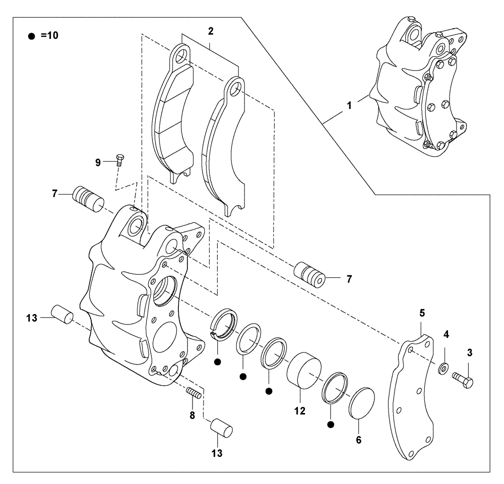 Схема запчастей Case 330B - (26D00000005[001]) - BRAKE CALIPER (8900131521) (11) - AXLES/WHEELS