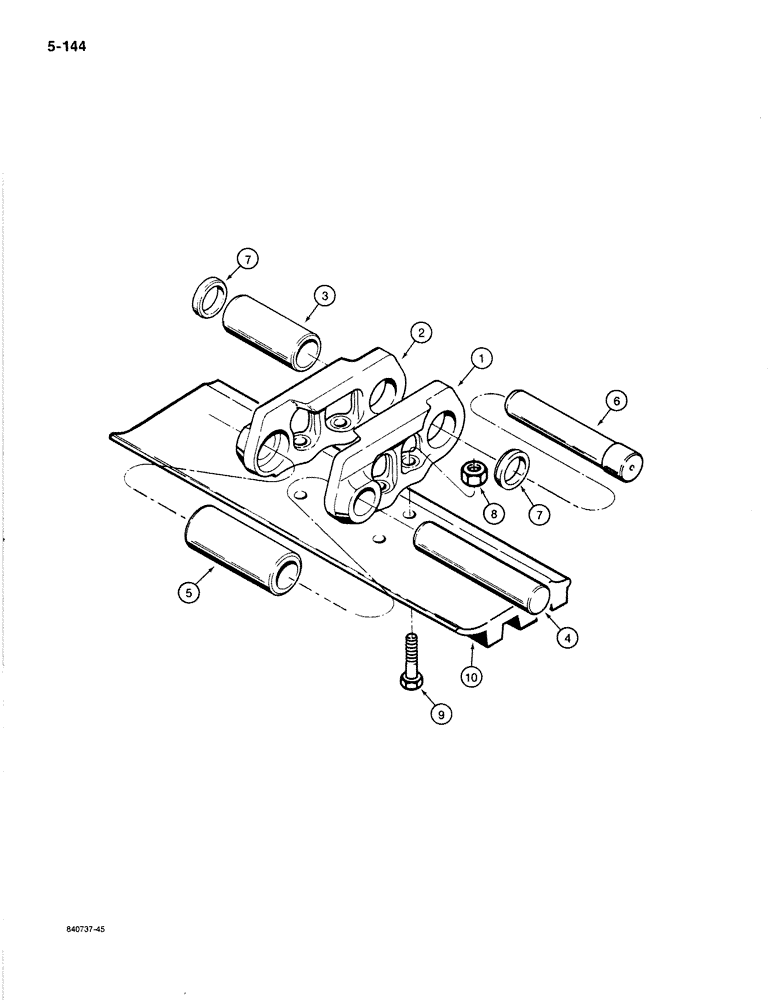 Схема запчастей Case 1080B - (5-144) - TRACK SHOES, LINKS, AND PINS (11) - TRACKS/STEERING