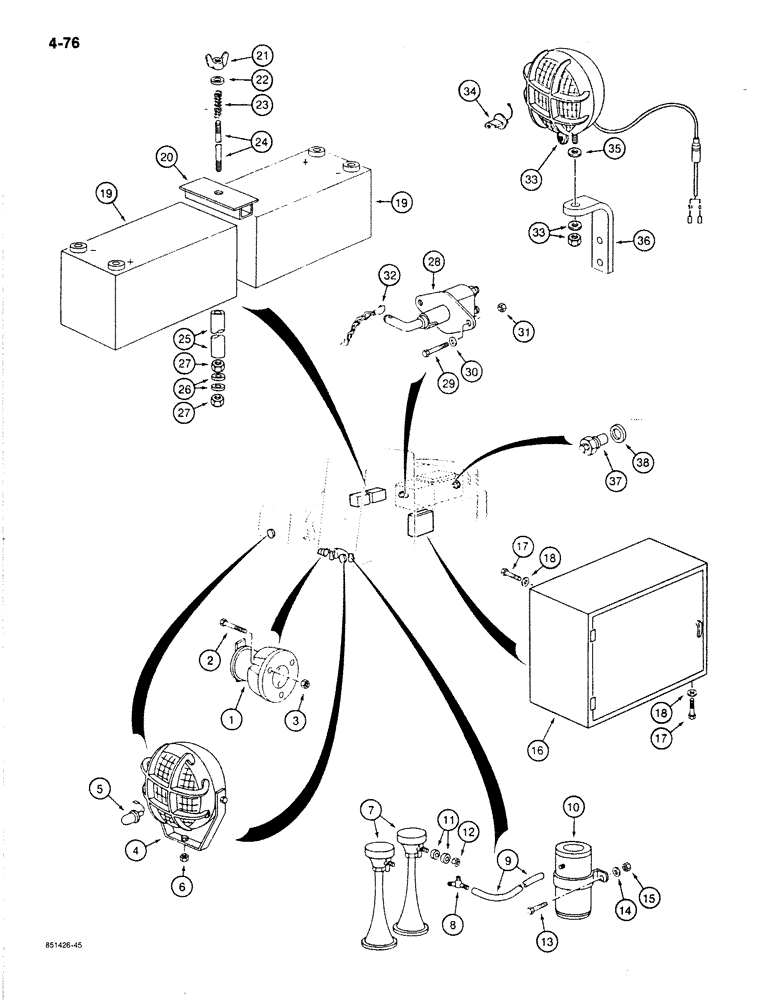 Схема запчастей Case 170B - (4-76) - TURNTABLE ELECTRICAL COMPONENTS, P.I.N. 74341 THROUGH 74441 (04) - ELECTRICAL SYSTEMS