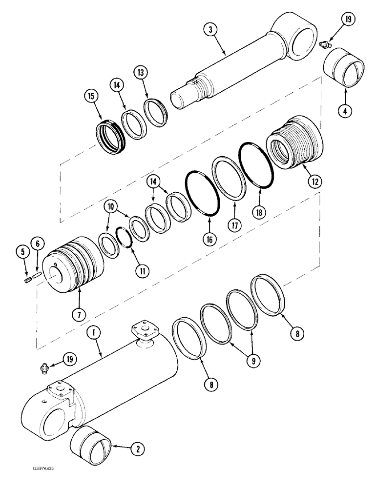 Схема запчастей Case 170C - (8-168) - BOOM AND TOOL CYLINDER, P.I.N. 74501 THROUGH 74662, P.I.N. 02301 AND AFTER (08) - HYDRAULICS