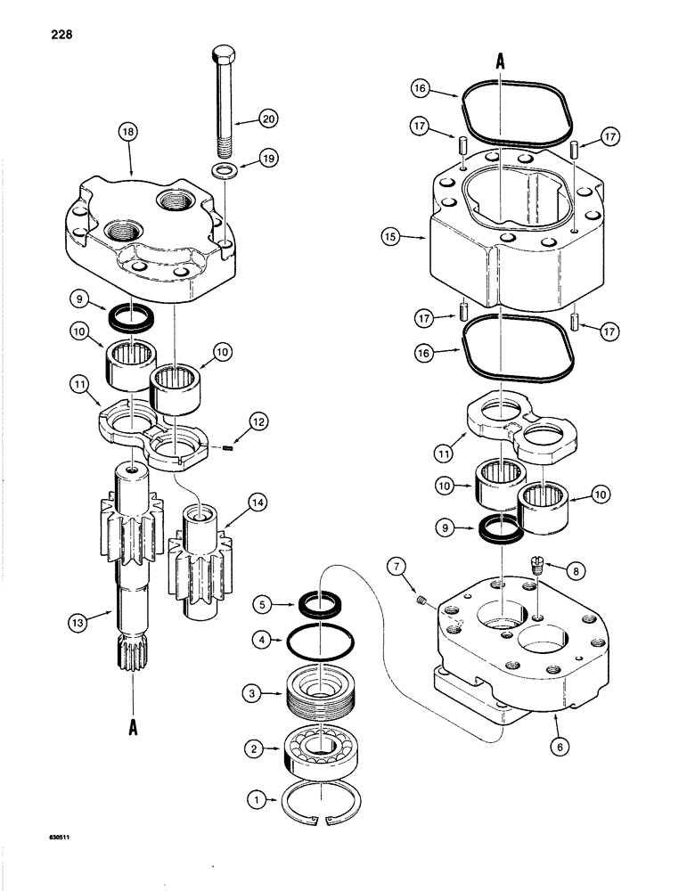 Схема запчастей Case 1280B - (228) - SWING HYDRAULIC MOTOR (08) - HYDRAULICS