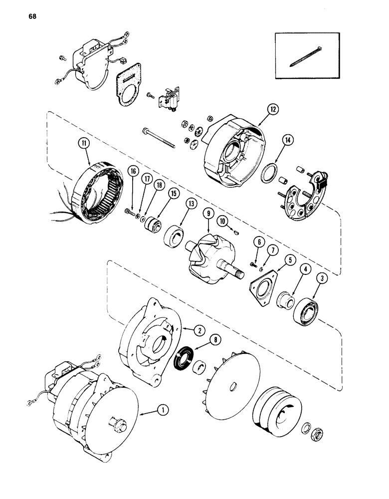 Схема запчастей Case 880C - (068) - ALTERNATOR, 504BD DIESEL ENGINE - ASSY, P/N R36587 (06) - ELECTRICAL SYSTEMS