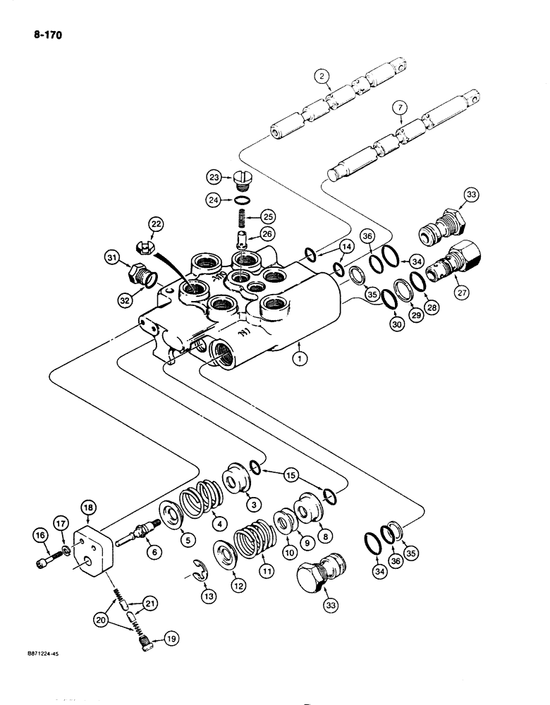 Схема запчастей Case 1825 - (8-170) - LOADER CONTROL VALVE (08) - HYDRAULICS