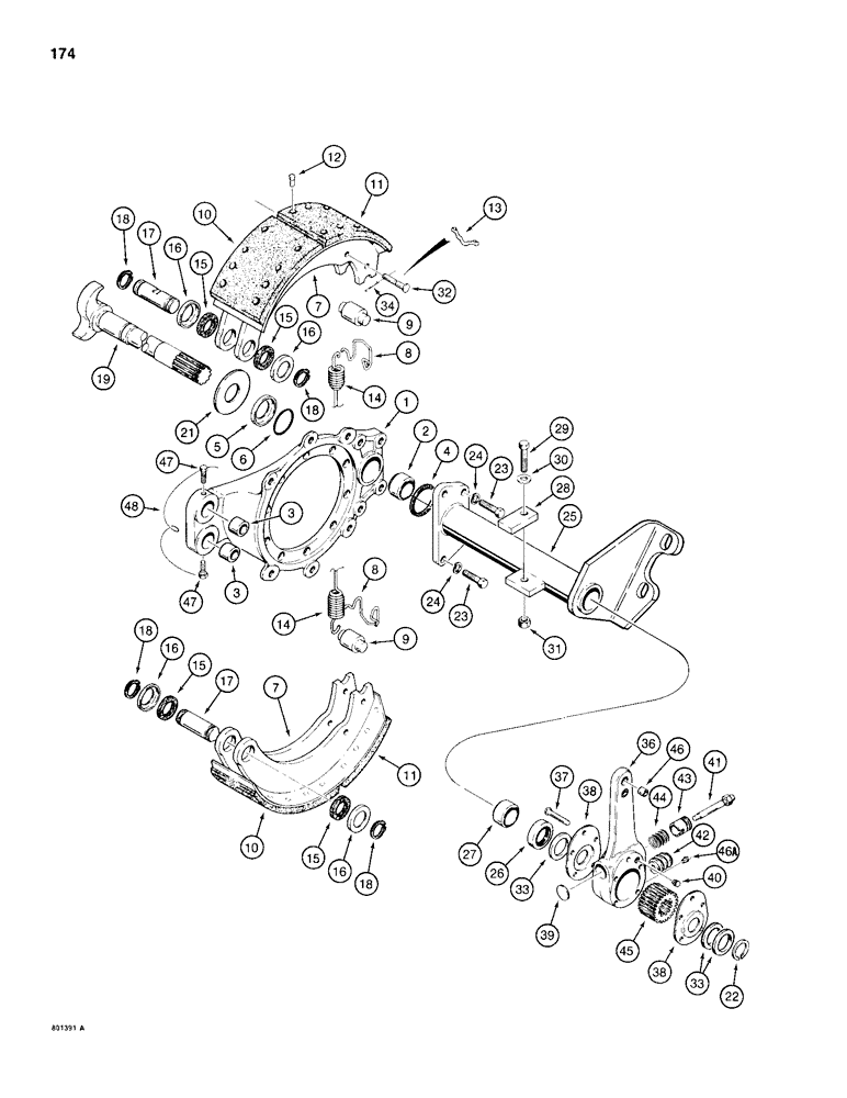 Схема запчастей Case 680H - (174) - L61205 REAR AXLE, REAR BRAKES AND ADJUSTERS (06) - POWER TRAIN