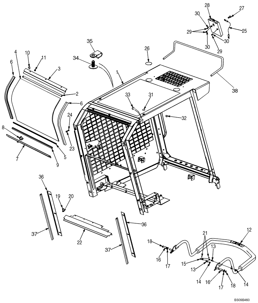 Схема запчастей Case 450 - (09-23) - FRAME AND SEAT BAR-IF USED (09) - CHASSIS