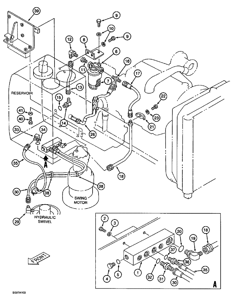 Схема запчастей Case 9030B - (8-010) - FILTER AND RESERVOIR RETURN LINES (08) - HYDRAULICS