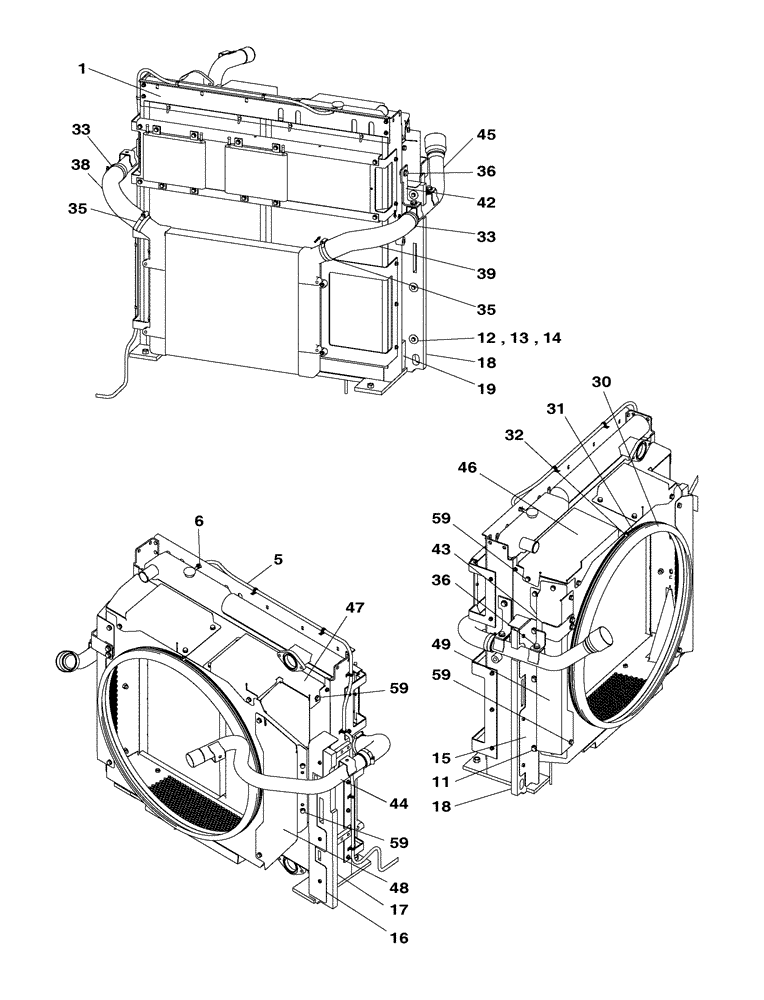 Схема запчастей Case CX350C - (02-004[01]) - ENGINE WATER CIRCUIT (02) - ENGINE