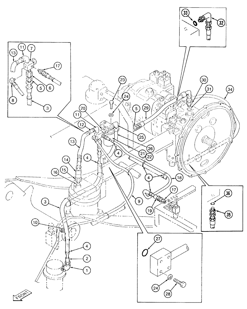 Схема запчастей Case 9040 - (8-10) - BASIC HYDRAULIC CIRCUIT, RETURN LINES TO FILTER AND RESERVOIR (08) - HYDRAULICS