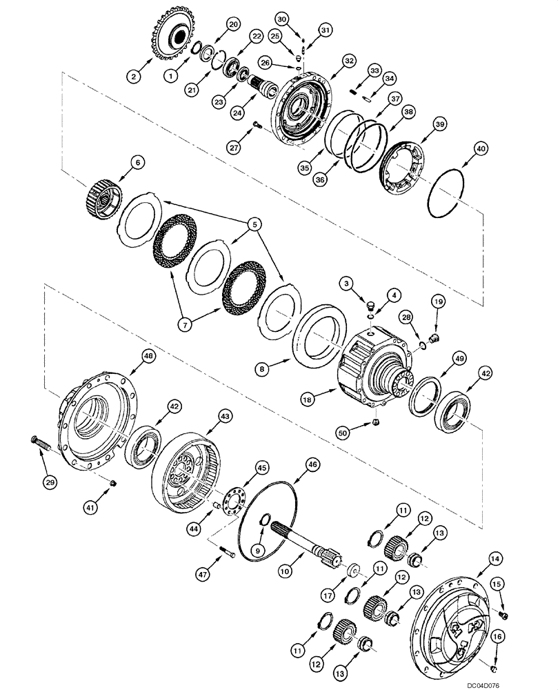 Схема запчастей Case 885 - (06.27[00]) - REAR AXLE CLARK - PLANTARY REDUCTION AND SERVICE BRAKE (06) - POWER TRAIN