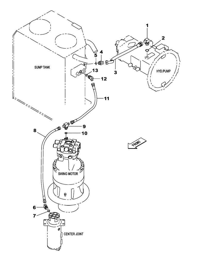 Схема запчастей Case CX210C LC - (35.310.02) - HYDRAULICS - DRAIN LINE (35) - HYDRAULIC SYSTEMS