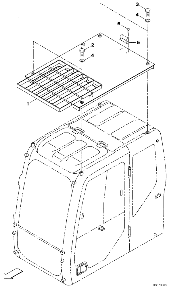 Схема запчастей Case CX210BNLC - (09-35) - CAB GUARD - ROOF, OPENABLE WINDOW (09) - CHASSIS/ATTACHMENTS