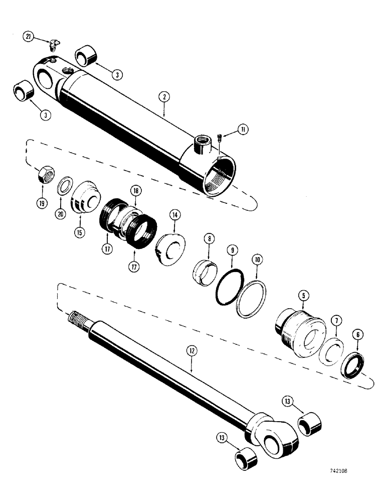 Схема запчастей Case 350 - (306) - G32476 TILT CYLINDER - TILT DOZER, HAS TWO PIECE PISTON RETAINED BY NUT (07) - HYDRAULIC SYSTEM